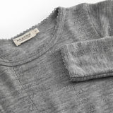 Night Dress, Wool Pointelle Sleepwear - Grey Melange