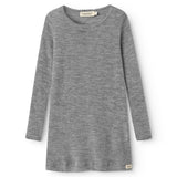 Night Dress, Wool Pointelle Sleepwear - Grey Melange