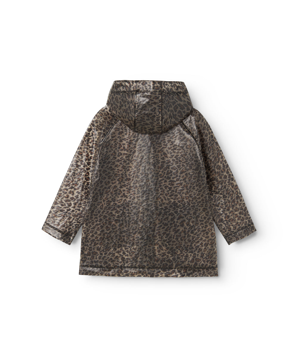 leopardmønstret regnjakke med hætte til børn