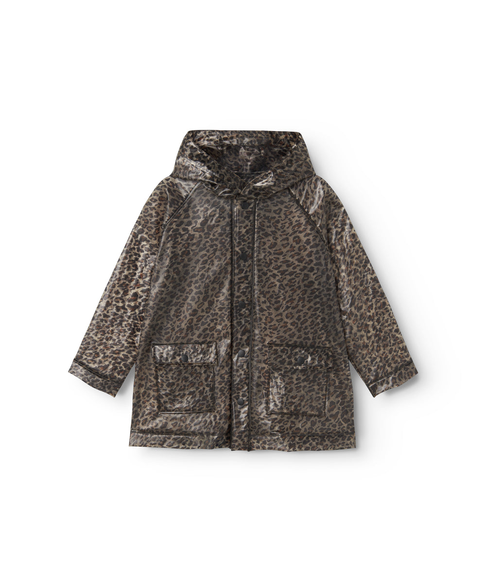 leopardmønstret regnjakke med hætte til børn
