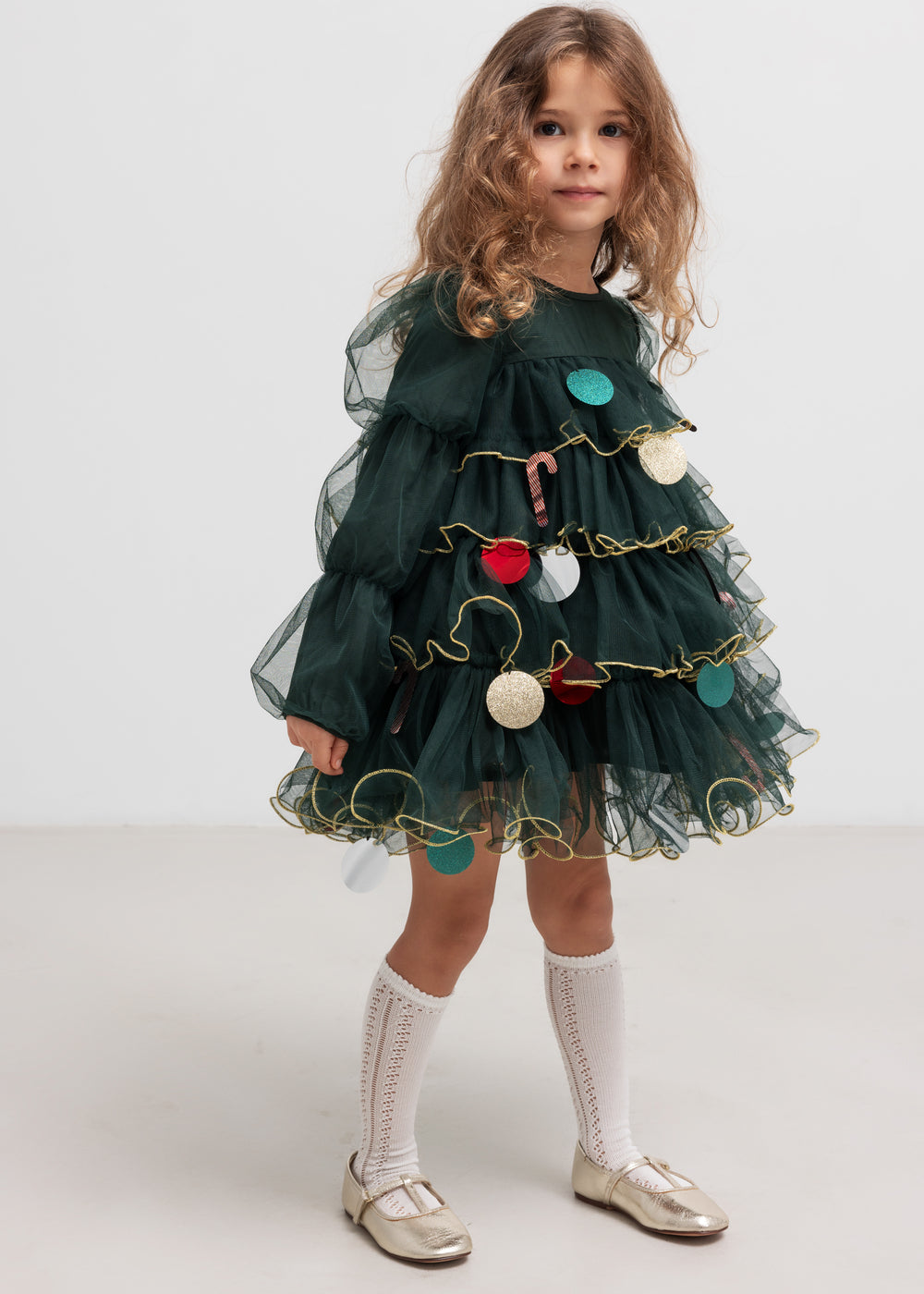 Long Sleeve Tulle Dress With Volume Dark Green Color MarMar Copenhagen Long Sleeve Tulle Dress With Volume Dark Green Color MarMar Copenhagen