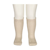 Knee Socks Pointelle, Socks - Warm Pearl