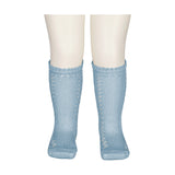 Knee Socks Pointelle, Socks - Sky Blue