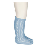 Knee Socks Pointelle, Socks - Sky Blue