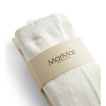 Ribstrikkede strømpebukser til små børn i cremefarvet bomuld