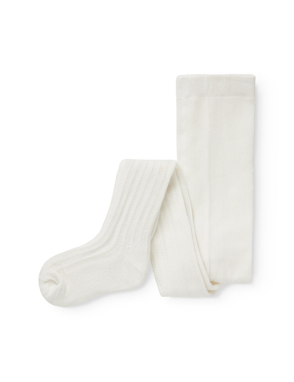 Ribbed tights for little kids in cream-colored cotton
