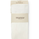 Ribstrikkede strømpebukser i cremefarvet bomuld til børn