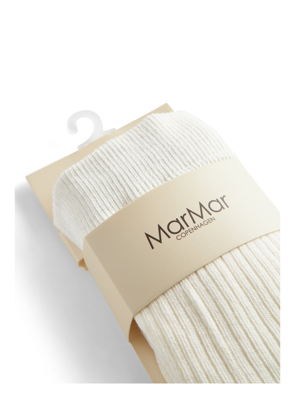 Ribstrikkede strømpebukser i cremefarvet bomuld til børn