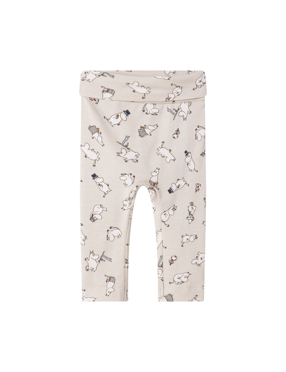 Babybukser i lyst stof med Moomin-print