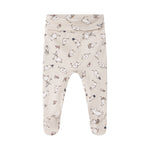 Babybukser med fødder i lyst stof med Moomin-print