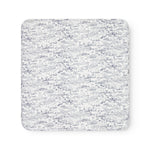 Baby blanket with Moomin print, rounded corners, and picot edges.