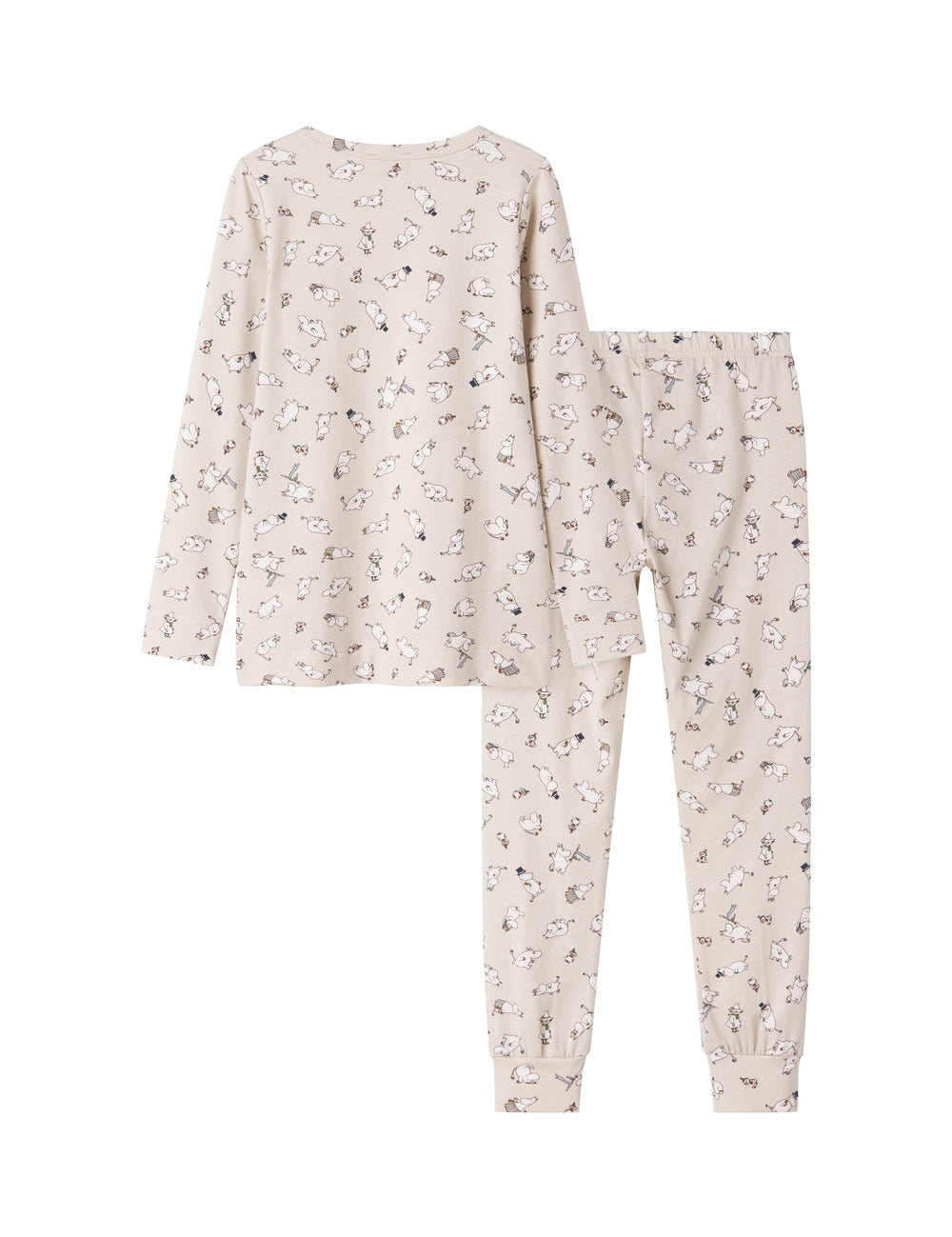 Langærmet pyjamas nattøj til børn med Moomin-print i lyse farver