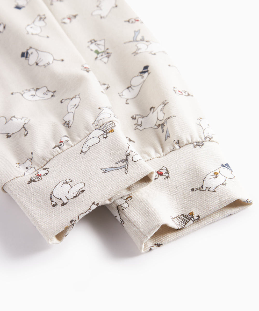 Langærmet pyjamas nattøj til børn med Moomin-print i lyse farver