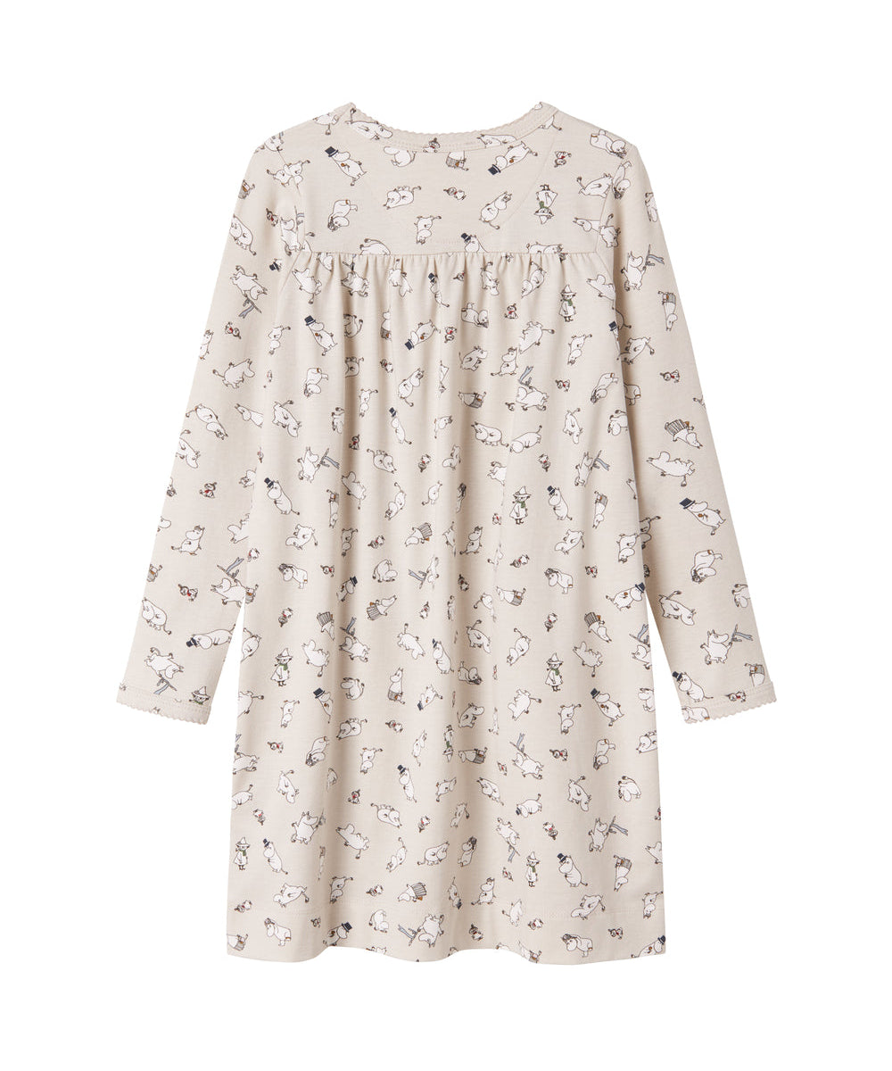 Langærmet natkjole til børn med Moomin-print i lyse farver