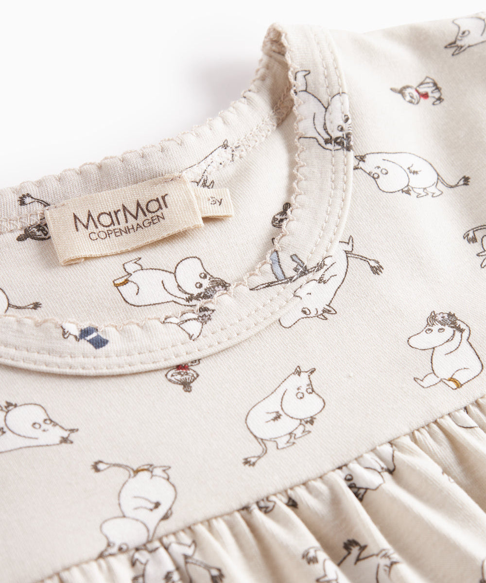 Langærmet natkjole til børn med Moomin-print i lyse farver