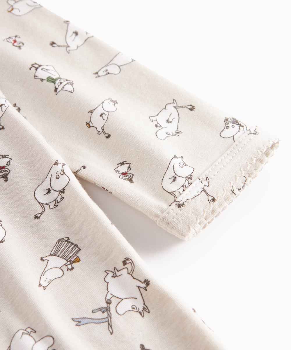 Langærmet natkjole til børn med Moomin-print i lyse farver