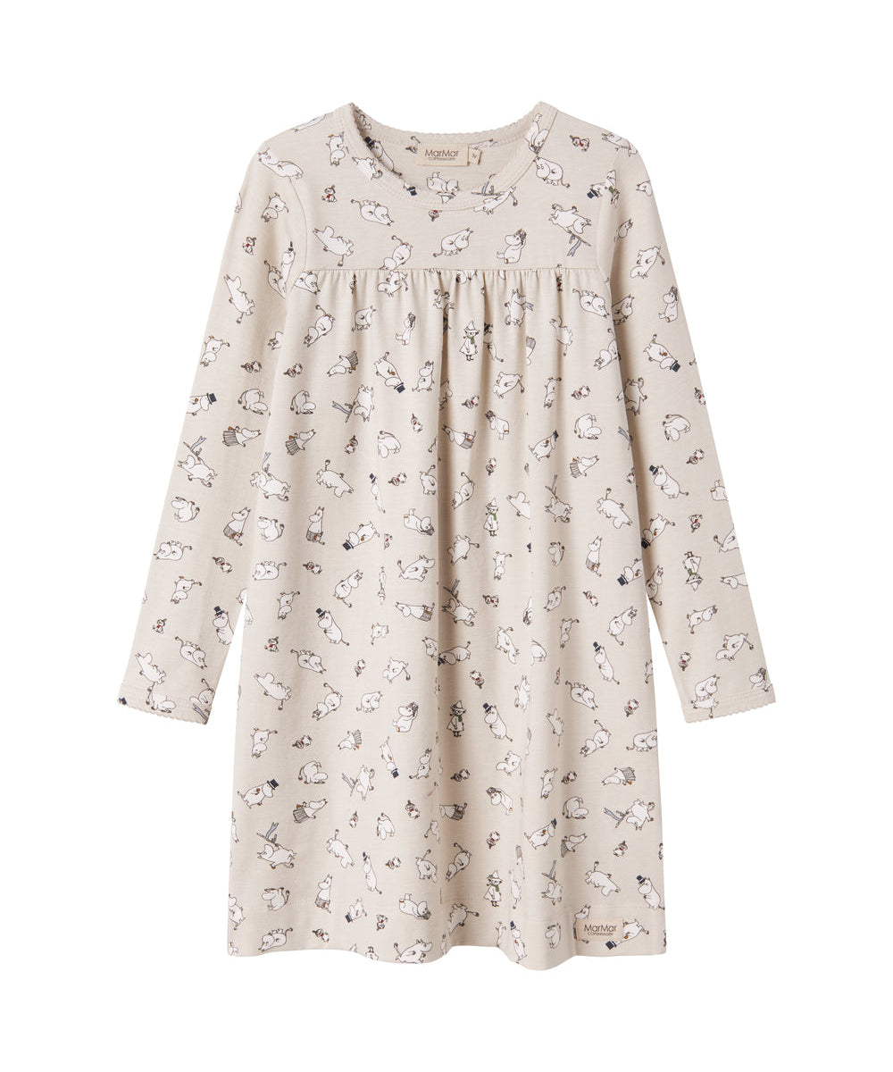 Langærmet natkjole til børn med Moomin-print i lyse farver