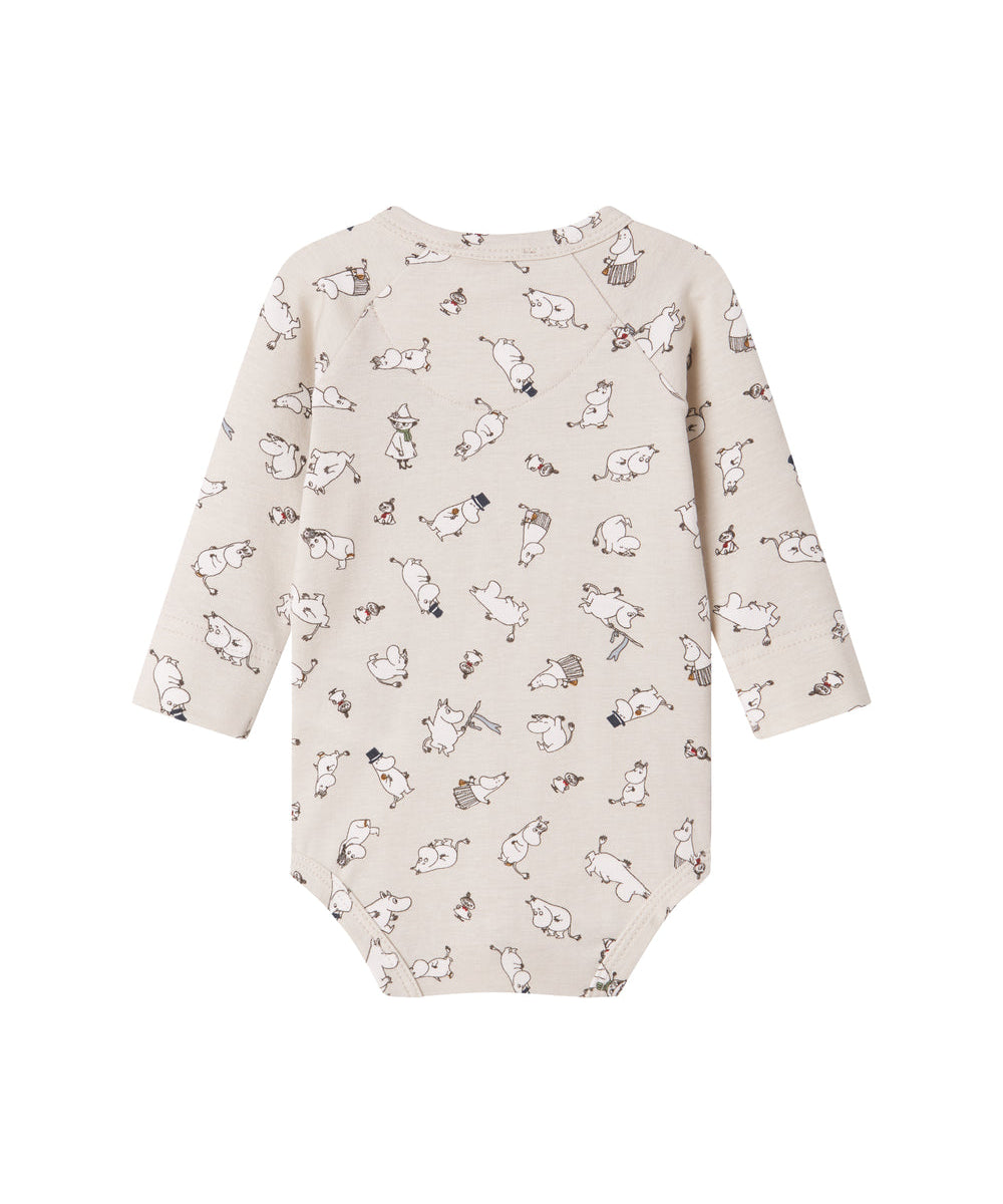 Langærmet babybody med Moomin-print i lyse farver