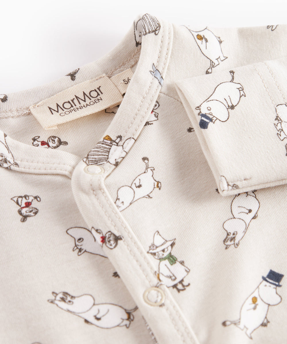 Langærmet babybody med Moomin-print i lyse farver