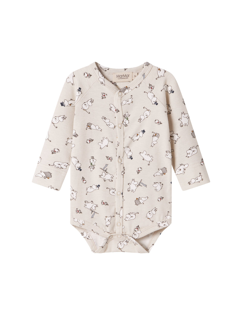 Langærmet babybody med Moomin-print i lyse farver
