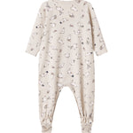 Heldragt til baby med lange ærmer, trykknapper, futter og Moomin-tryk i lyse farver