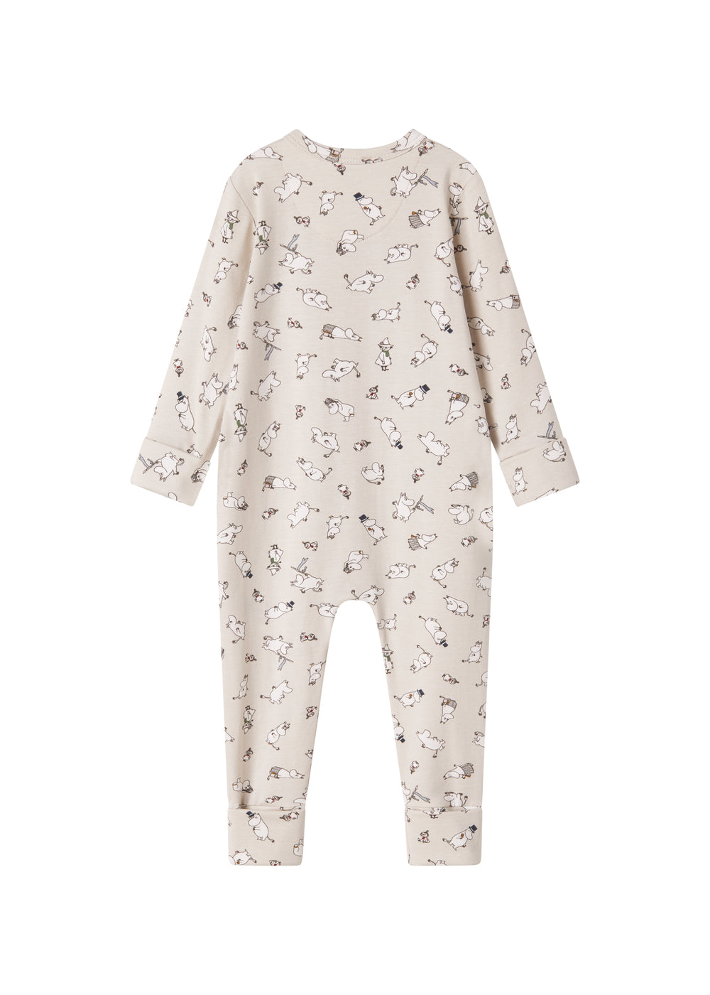 Heldragt til baby med lange ærmer og Moomin-tryk i lyse farver