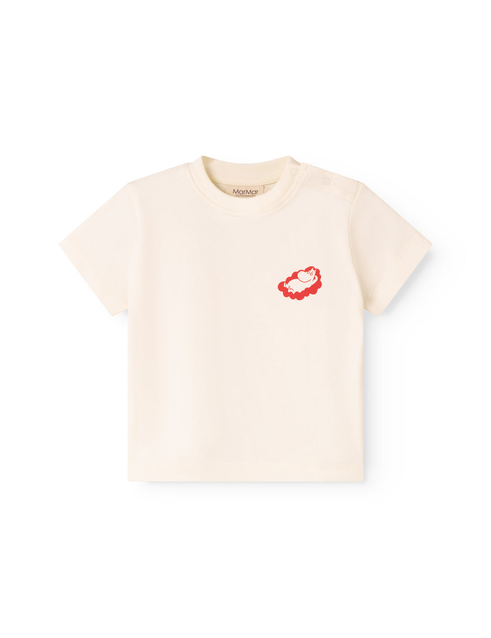 Raw white baby T-shirt with Mumin print