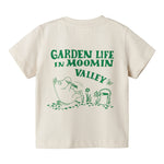 Råhvid T-shirt med grønt Moomin print til baby