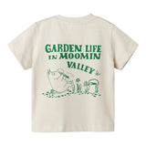 Råhvid T-shirt med grønt Moomin print til baby