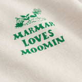 Raw white T-shirt with green Moomin print for baby