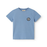 Short-sleeved t-shirt for children with an embroidered patch of The Groke from Moomin.