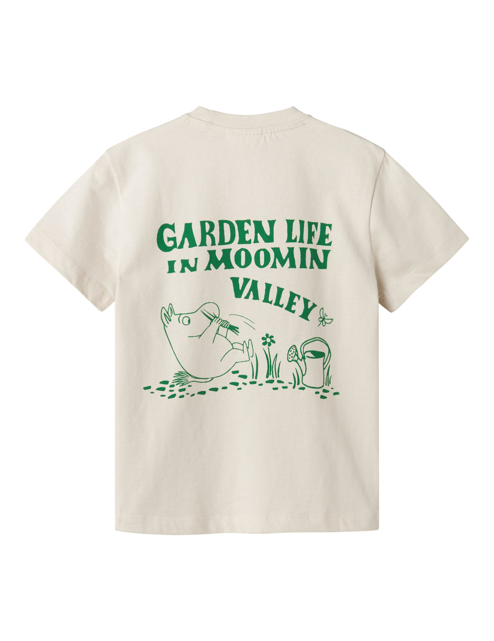 White T-shirt with green Moomin print for children