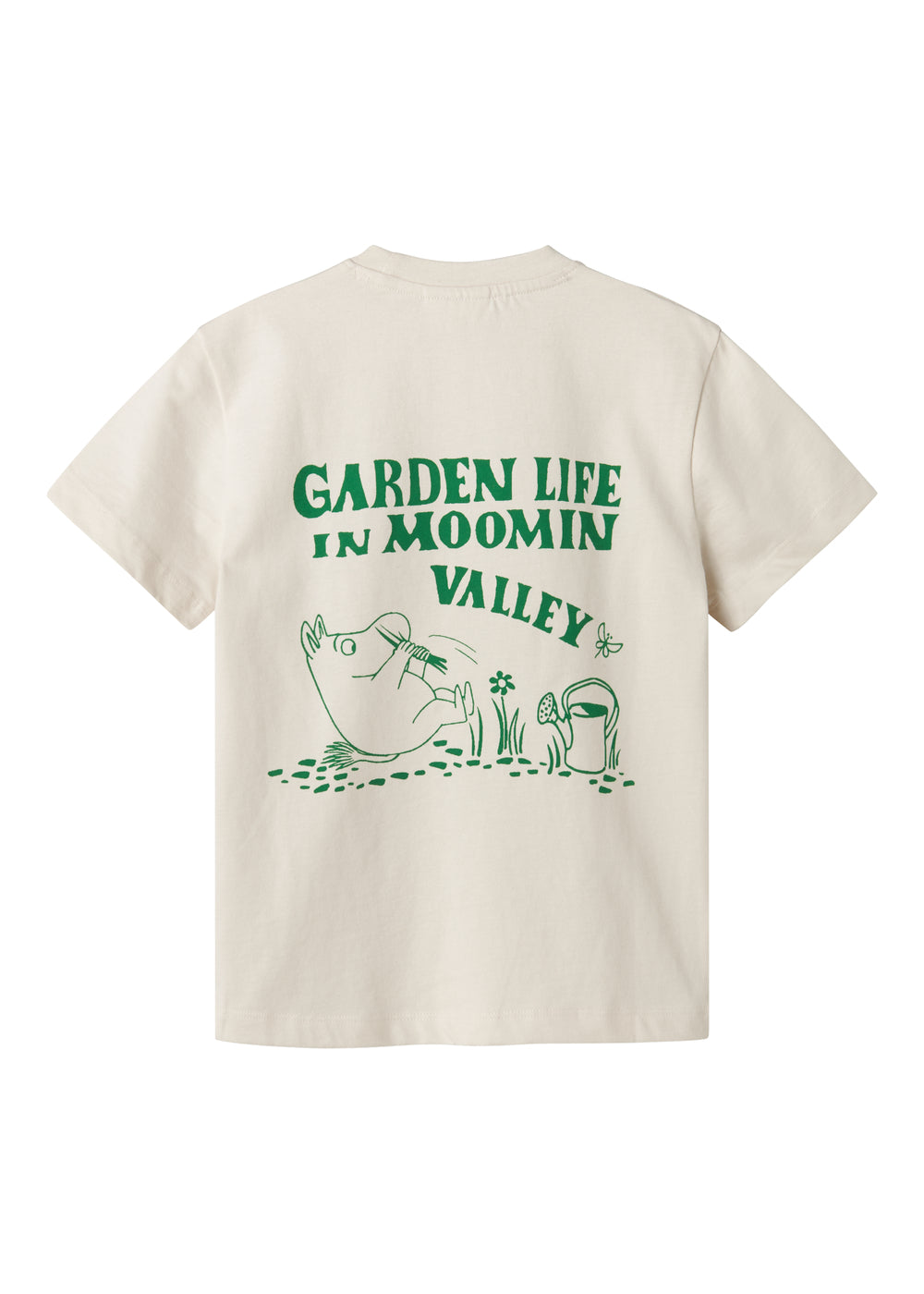 White T-shirt with green Moomin print for children