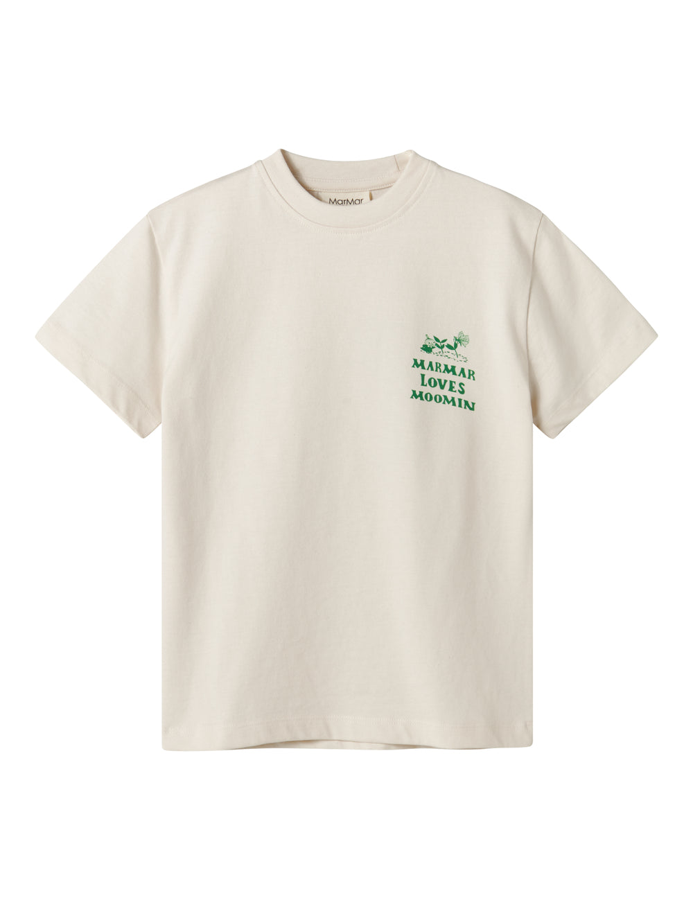 White T-shirt with green Moomin print for children
