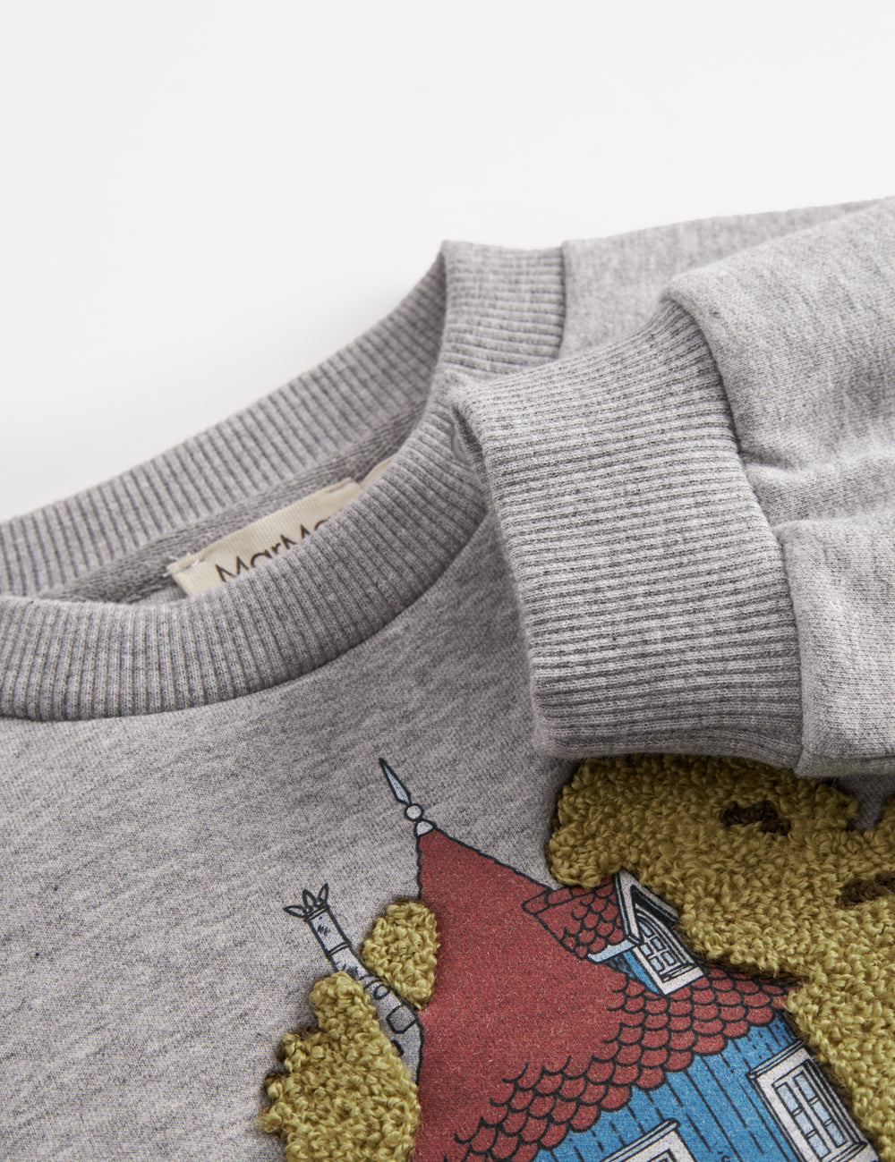 Gray sweatshirt for baby with Moomin house print