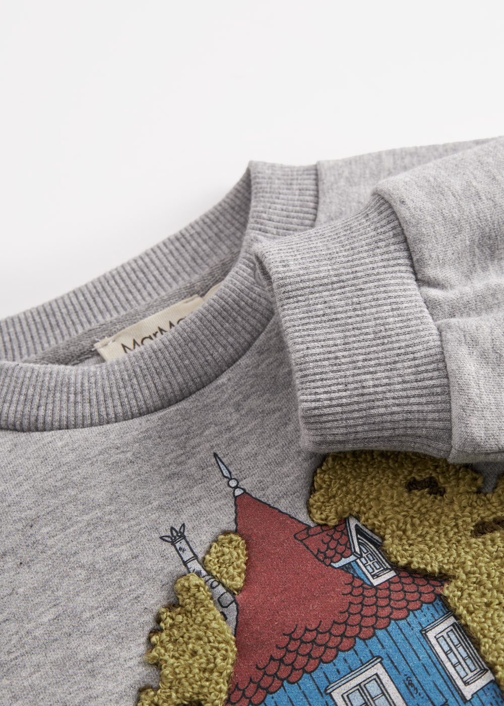 Gray sweatshirt for baby with Moomin house print