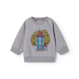Gray sweatshirt for baby with Moomin house print