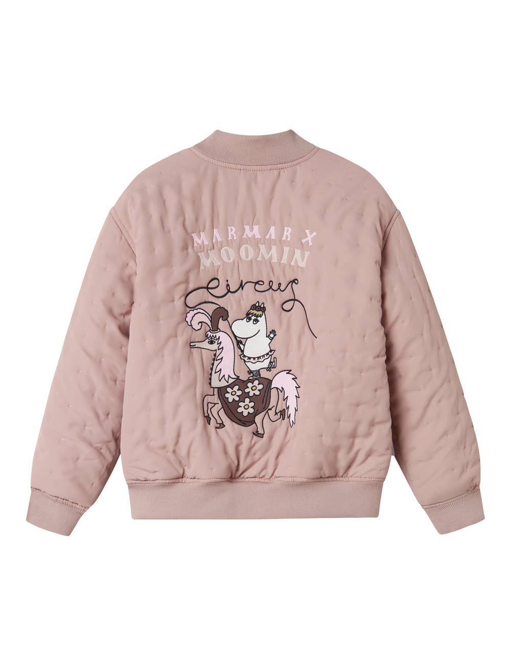 Red quilted jacket for children with Moomin print