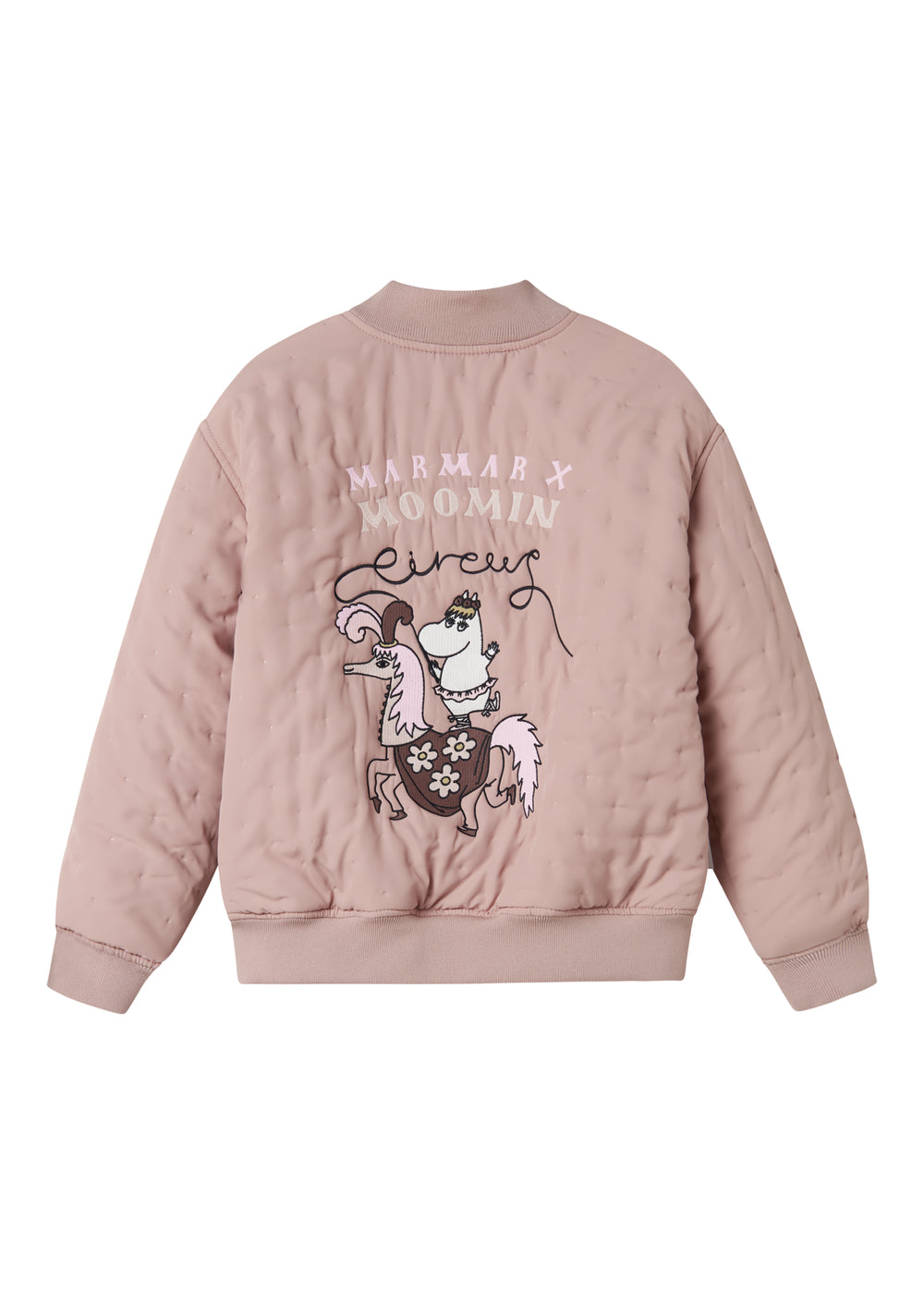 Red quilted jacket for children with Moomin print