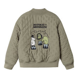 Green quilted jacket for children with Moomin print