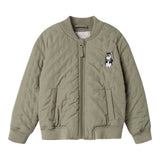Green quilted jacket for children with Moomin print