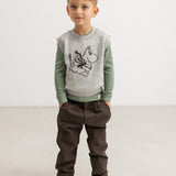 Gray knitted vest with Moomin character, worn by child