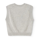 Gray knitted vest without print, round neckline and ribbed hem