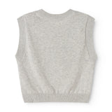 Gray knitted vest without print, round neckline and ribbed hem