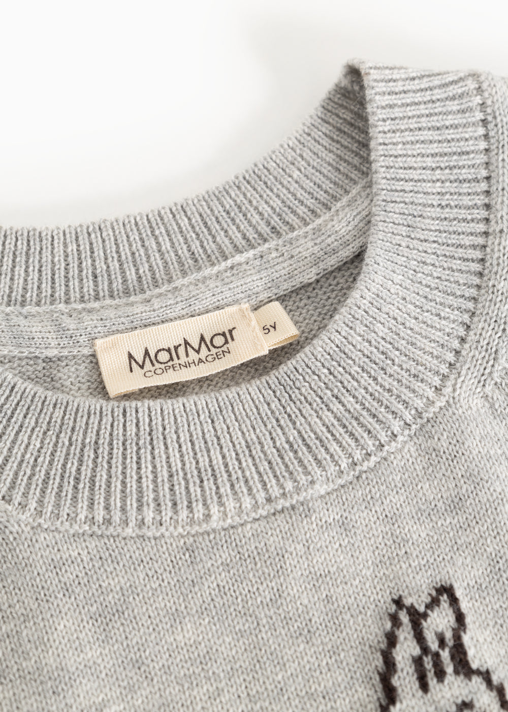 Gray knitted vest with ribbed round neckline and MarMar Copenhagen label