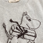 Gray knitted vest with Moomin illustration on front and round neckline