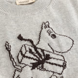 Gray knitted vest with Moomin illustration on front and round neckline