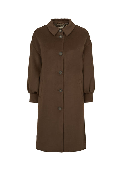 【moka】 Arc Over Coat 【ハトラ】 Women's Wool Coat In Mocha With Collar And Pockets – MarMar Copenhagen