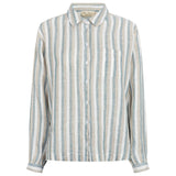 Tatum W, Shirt - Dusty Blue Stripe