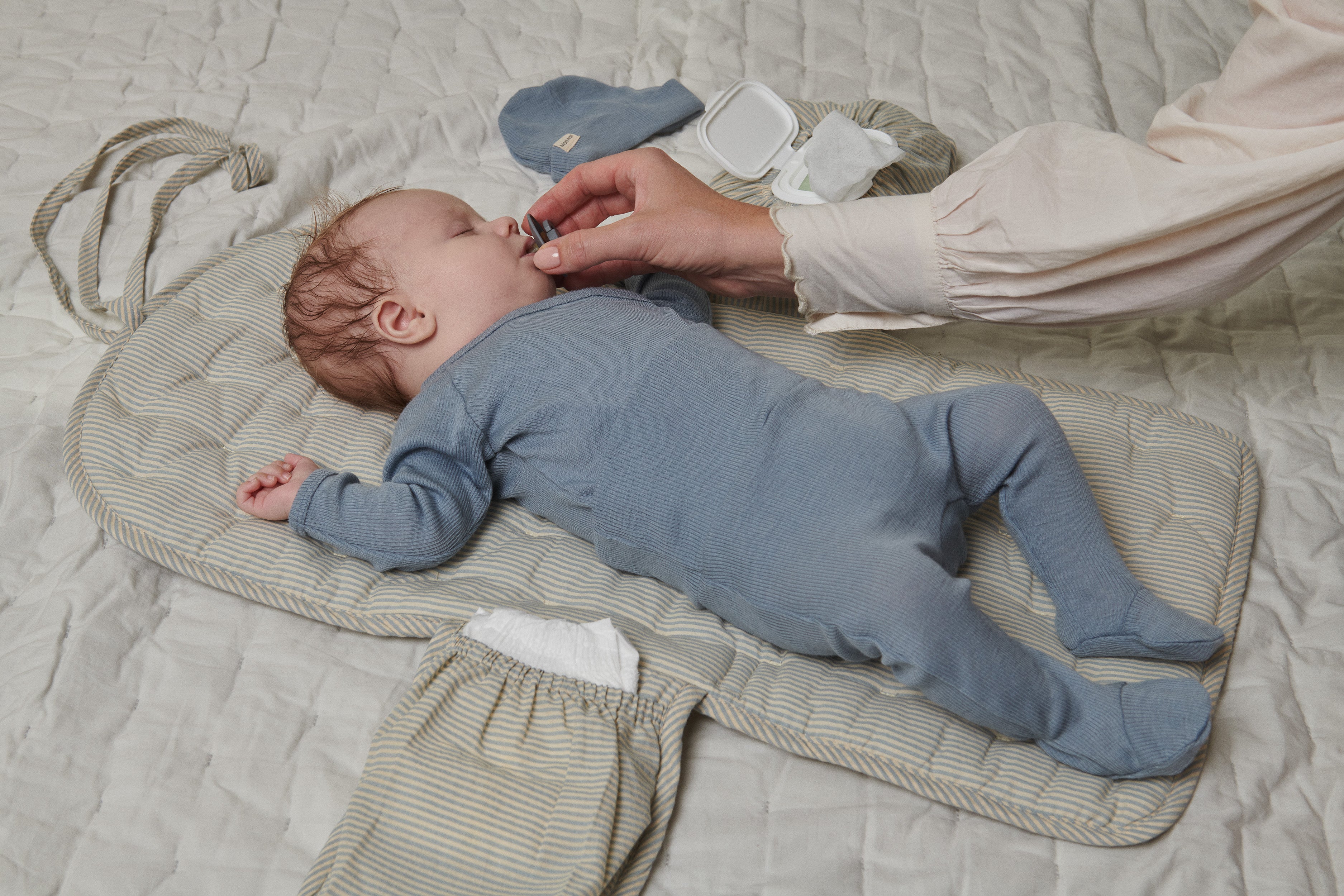 Pixa, Wool Rib Trousers - Monsoon Blue